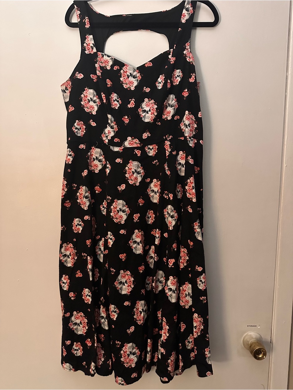 torrid Black Midi Dress with Pink & White Floral Skull Print
